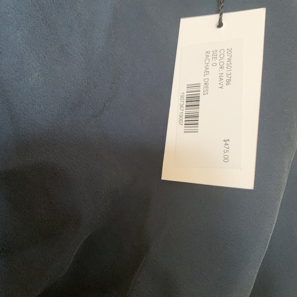 Milly Navy Front Drape Silk Dress - Picture 7 of 7